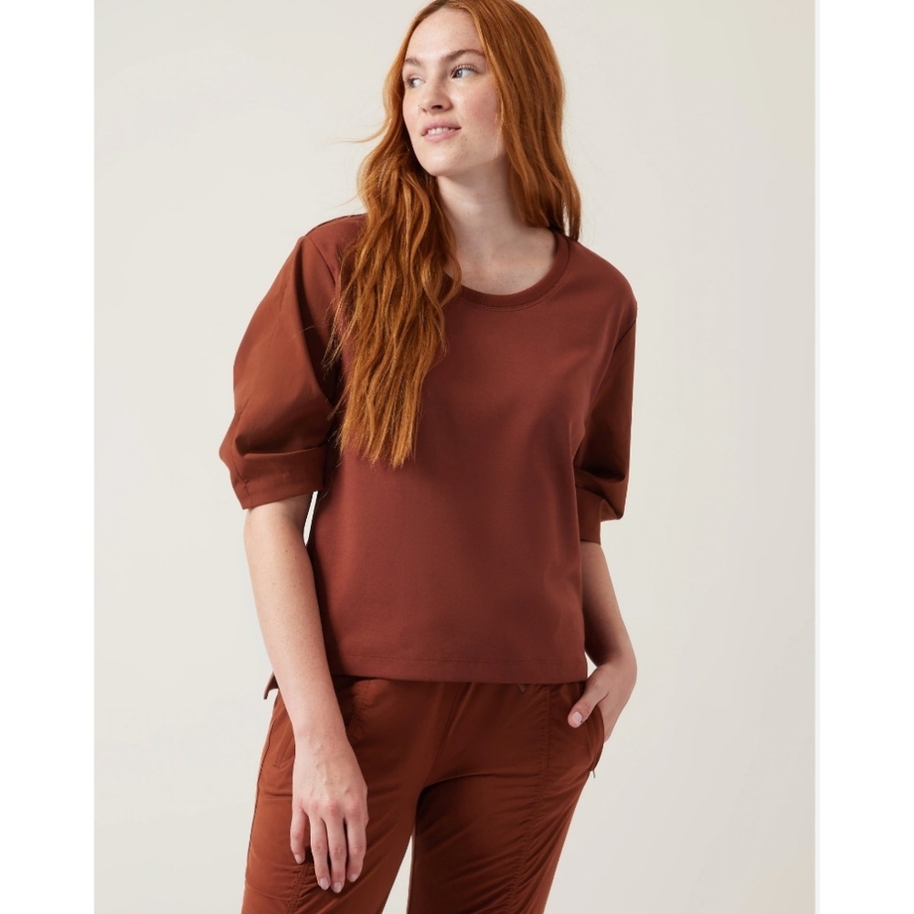 Athleta Harlow Hybrid Tee Blose Sleeves Size M